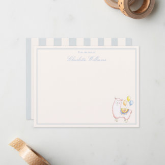 Sweet Watercolor Alpaca with Balloon Light Blue Card