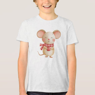 Sweet Watercolor Baby Mouse Nursery Illustration Tri-Blend Shirt