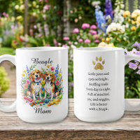 Sweet Watercolor Beagles in Flowers Personalized