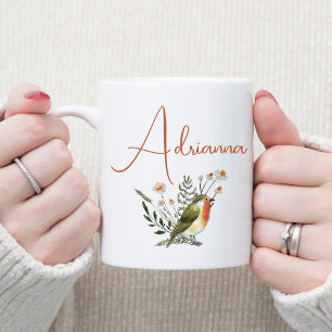 Sweet Watercolor Bird Personalised Coffee Mug