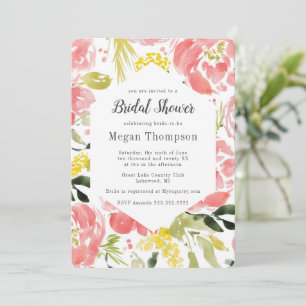 Sweet Watercolor Blooms Bridal Shower Invitation