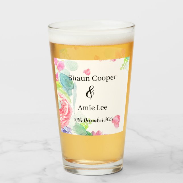 Sweet Watercolor Boho Wedding             Glass (Front Filled)