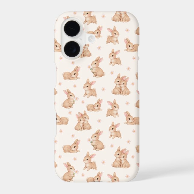 Sweet Watercolor Bunnies & Flowers Pattern  (Back)