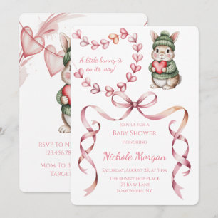 Sweet Watercolor Bunny Baby Shower Invitation