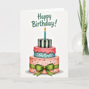 Sweet Watercolor Cake Card
