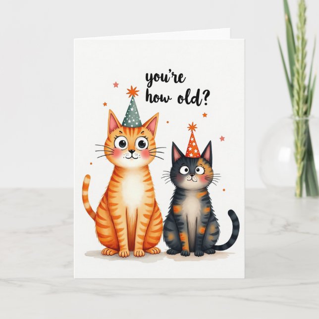 Sweet Watercolor Cats Card (Front)
