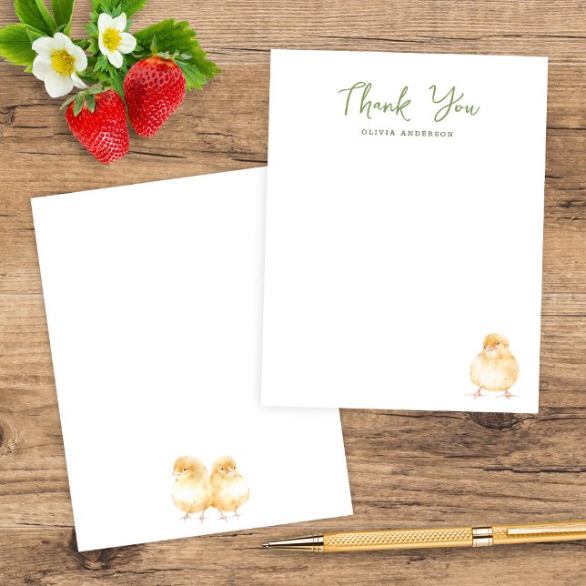 Sweet Watercolor Chick Baby Shower  Thank You Card (Creator Uploaded)