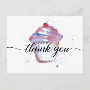Sweet Watercolor cupcake No logo Bakery  Postcard