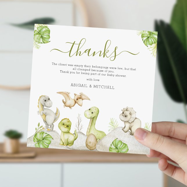 Sweet Watercolor Dinosaur Baby Shower Thank You Card (Creator Uploaded)
