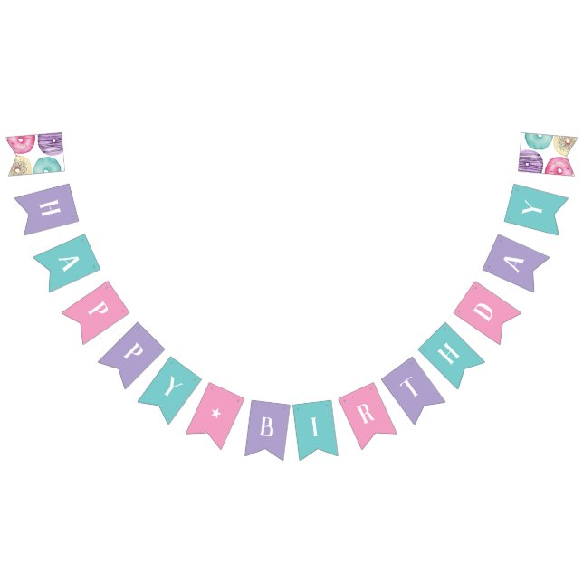 Sweet Watercolor Doughnut Happy Birthday Bunting (All)