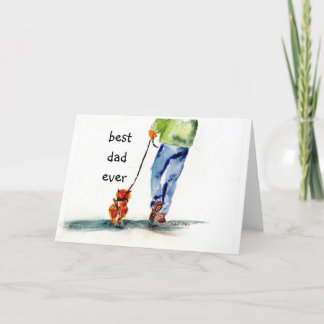 sweet watercolor father's day card with rescue pup