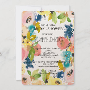 Sweet Watercolor Floral Garden bridal shower Invitation