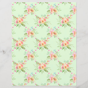 Sweet Watercolor Flowers Scrapbook Paper Sheet