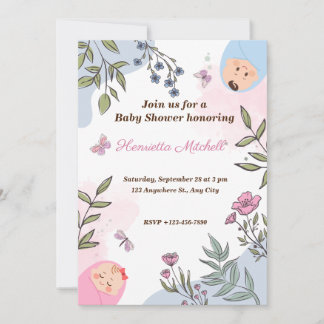 Sweet Watercolor gender reveal invitations
