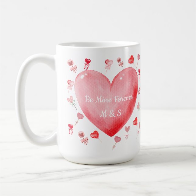Sweet Watercolor Heart Valentine Mug (Left)