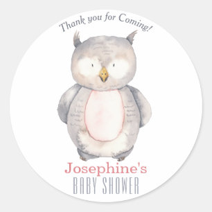 Sweet Watercolor Owl Gender Neutral Baby Shower Classic Round Sticker