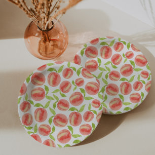 Sweet Watercolor Peach Pattern  Paper Plate