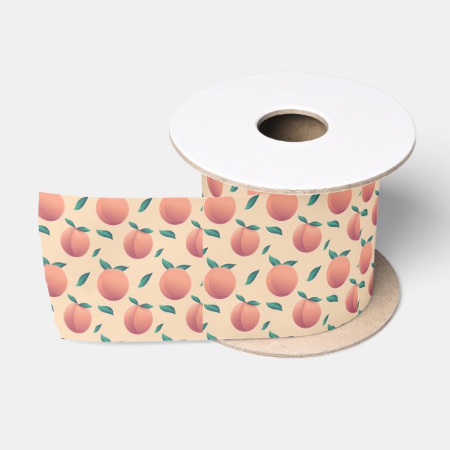 Sweet Watercolor Peach Pattern Satin Ribbon (Spool)