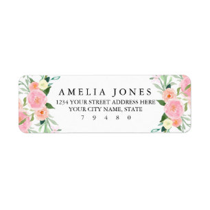 Sweet Watercolor Pink Peach Return Address Label