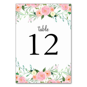 Sweet Watercolor Pink Peach Wedding Table Cards