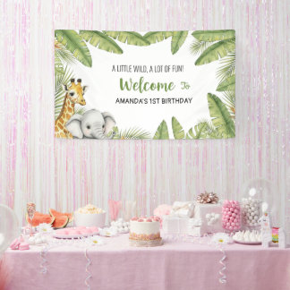 Sweet Watercolor Safari Welcome Birthday Banner