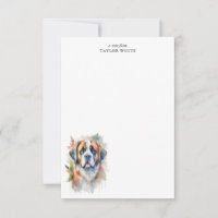 Sweet Watercolor Saint Bernard Dog Thank You