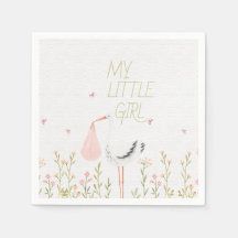 Sweet Watercolor Stork - "My Little Girl" Baby