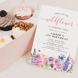 Sweet Watercolor Wildflower 1st Birthday Invitation