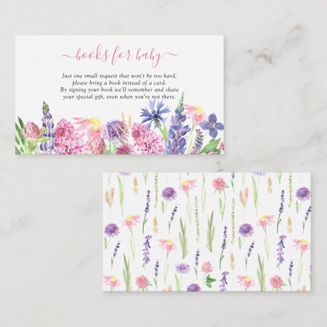 Sweet Watercolor Wildflower Books for Baby Enclosure Card (Front/Back)