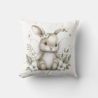 Sweet watercolour fairy bunny illustration cushion