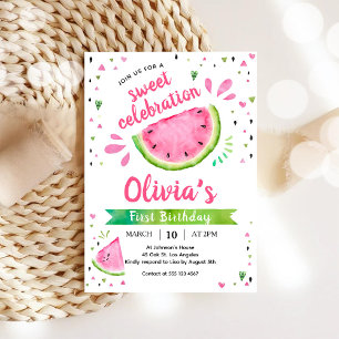 Sweet Watermelon 1st Birthday Invitation