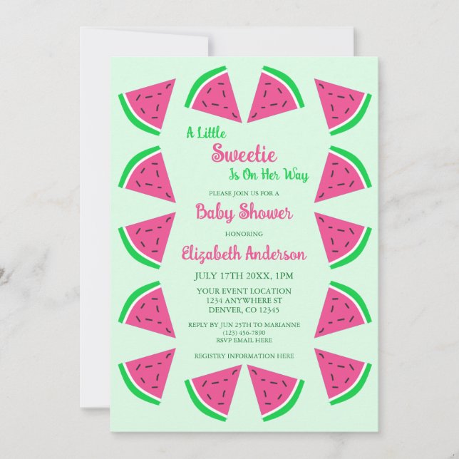 Sweet Watermelon Baby Shower Invitation (Front)