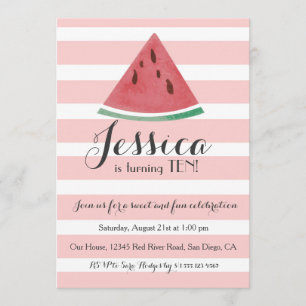 Sweet Watermelon Birthday Invitation for Girls