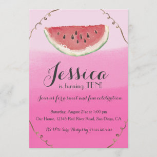 Sweet Watermelon Birthday Invitation for Girls