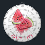 Sweet Watermelon Dart Board - Custom Text<br><div class="desc">Dartboards with Red Sweet Juicy Watermelon Pieces Tasty - Drawing Fresh Summer Fruit - or Choose / Add Your Unique Text / Font / Color - Make Your Special Dart Board Gift - Resize and move or remove and add elements / image with customization tool ! - Drawing and Design...</div>