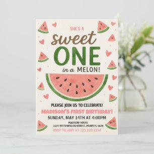 Sweet Watermelon First Birthday Invitation