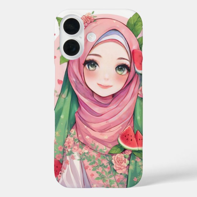 Sweet Watermelon Girl – Cute Anime iPhone 15 Case (Back)
