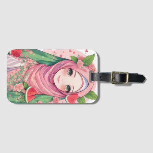 Sweet Watermelon Girl – Cute Anime iPhone 15 Case Luggage Tag