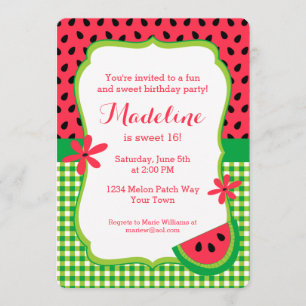 Sweet Watermelon Plaid Invitation