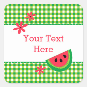 Sweet Watermelon Plaid Square Sticker