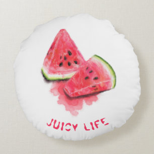 Sweet Watermelon Round Pillow