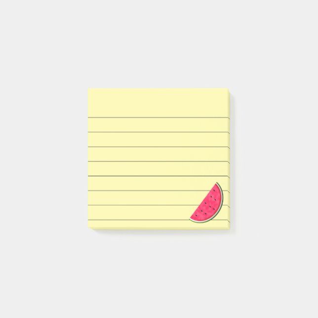 Sweet Watermelon Slice Drawing Lined 3x3 Post-it Notes (Front)