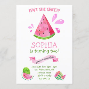 Sweet Watermelon Summer Birthday Girl Party Invitation