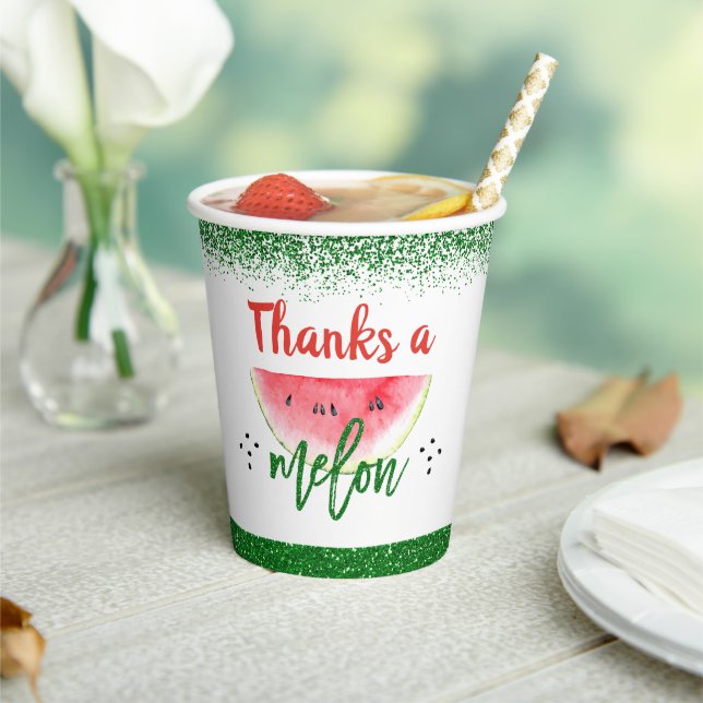 Sweet Watermelon Thanks a Melon Birthday Party Paper Cups (Insitu)