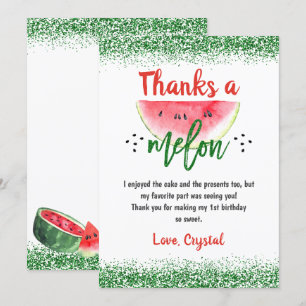 Sweet Watermelon Thanks a Melon Birthday Thank You Card