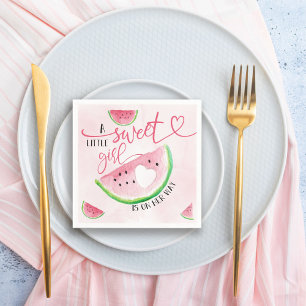 Sweet Watermelon Watercolor Baby Shower Napkin