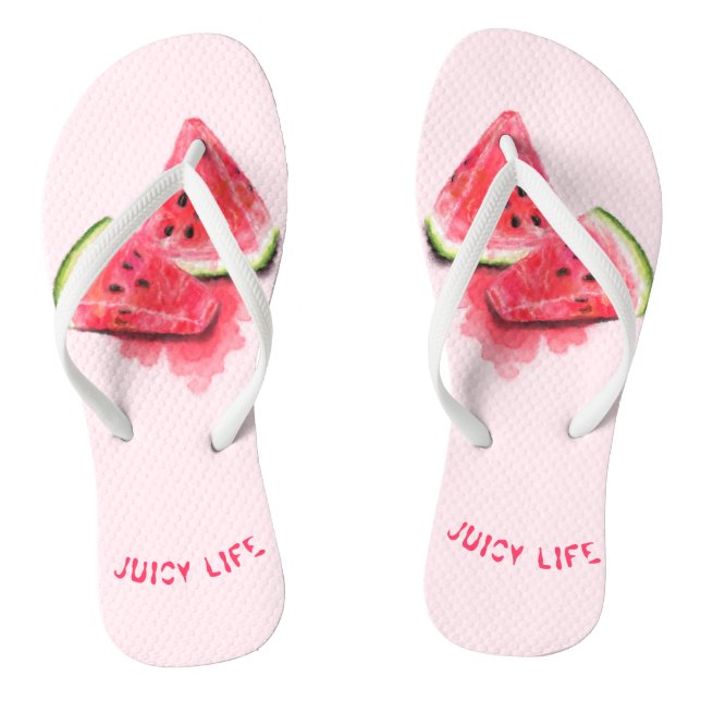 Sweet Watermelons Funny Flip Flops - Custom Text (Footbed)