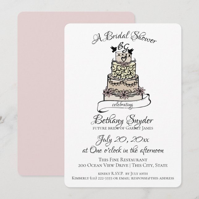 Sweet Wedding Cake Bridal Shower Invitation (Front/Back)