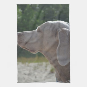 Sweet Weimaraner Dog Profile Tea Towel