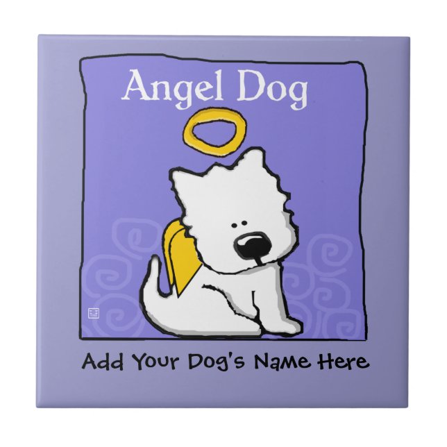 Sweet Westie Dog Angel Memorial Tile (Front)